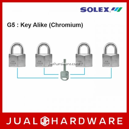 Solex Padlock - G5 CHROMIUM  (Key Alike System)